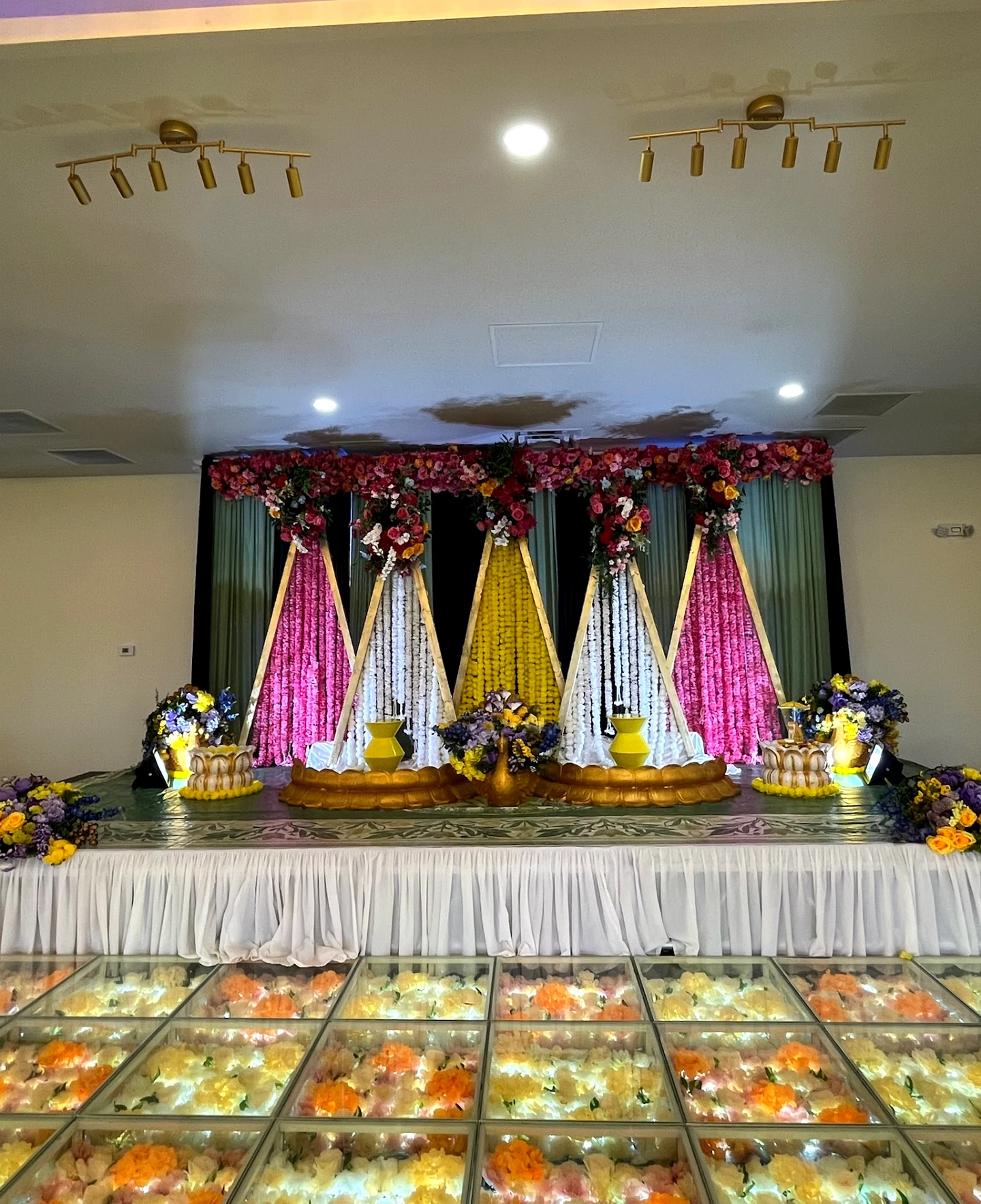 Yellow marigold Haldi backdrop