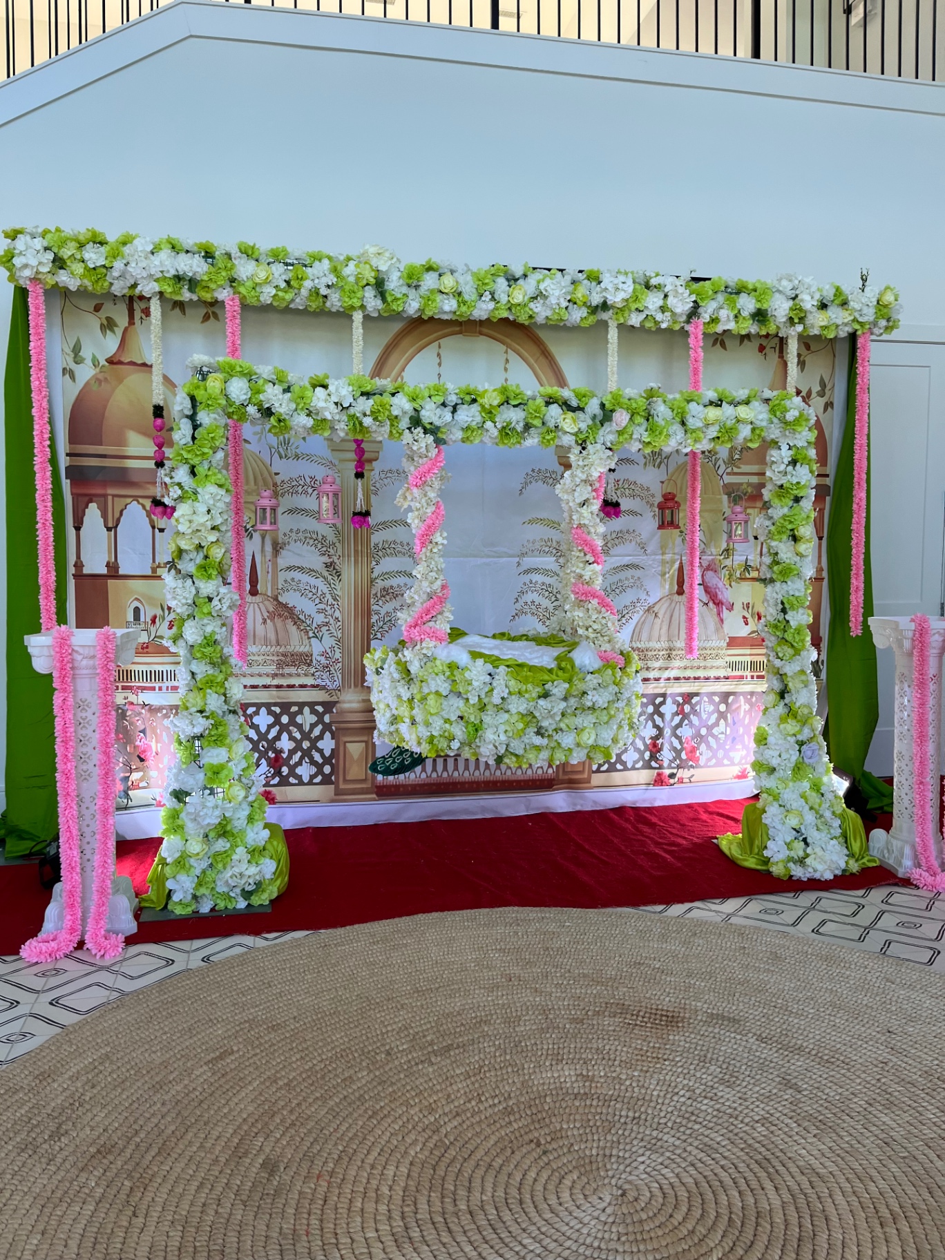 Floral ceremonial swing for a special occasion