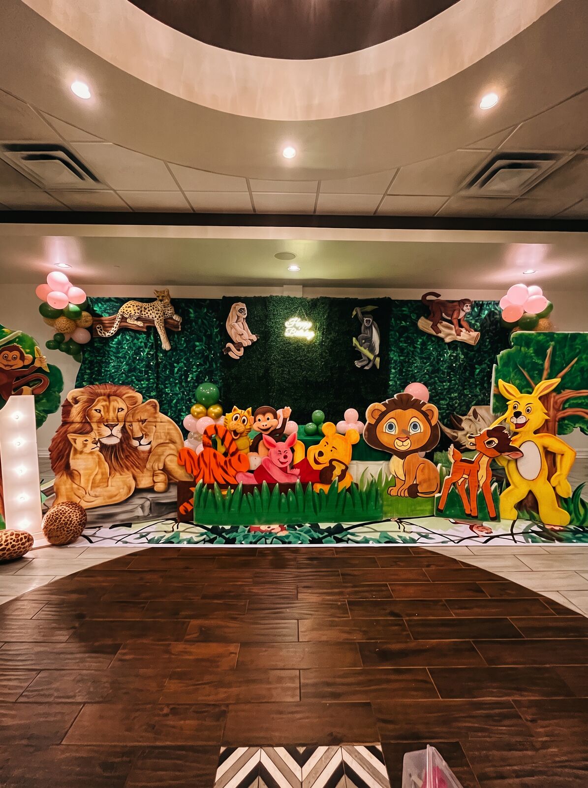 Children's jungle-themed birthday backdrop