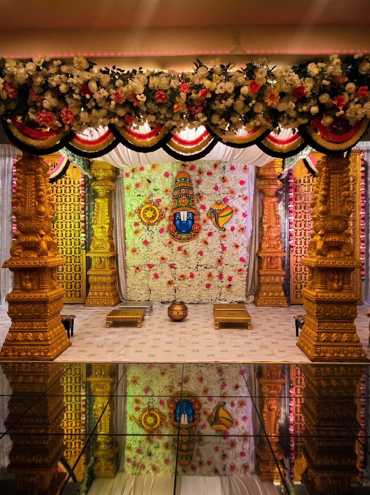 Traditional ceremony decor with brass elements