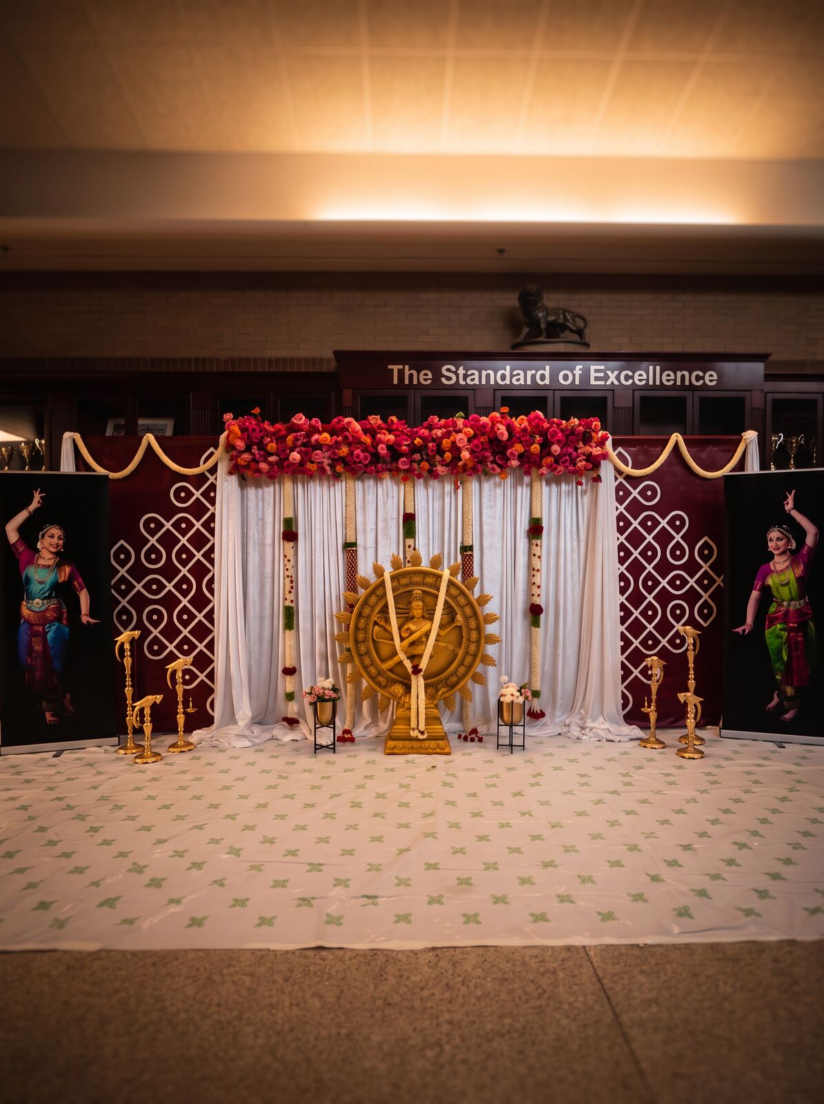 Nataraja cultural stage with classical dancer panels